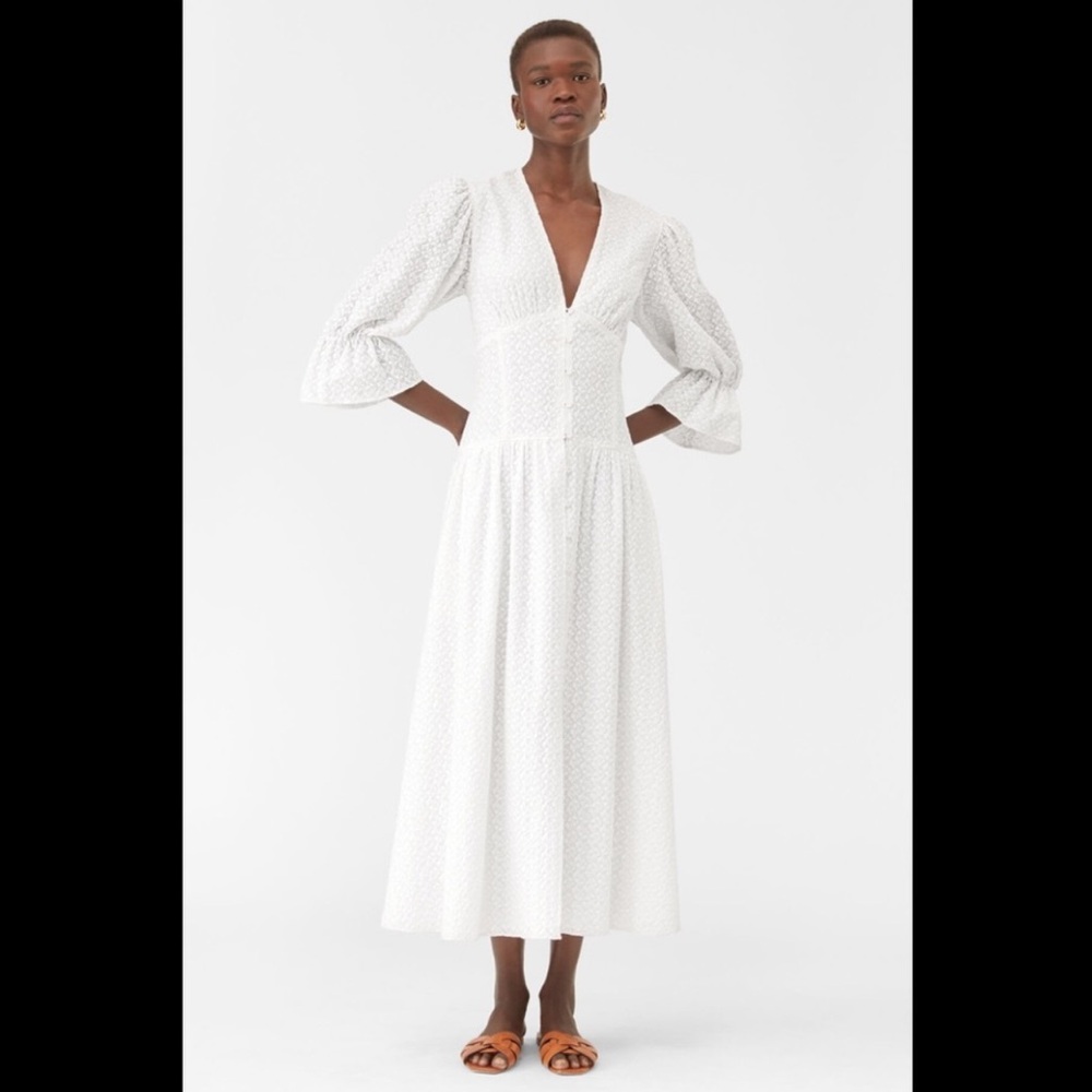 NWT - Rebecca Taylor Leaf LA VIE EMBROIDERED COTTON DRESS